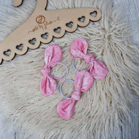 Schleifen Haargummi Fake Strass Rosa