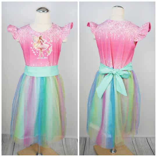 Tüllkleid Amelie - Ballerina Schmetterlinge Regenbogen Tüll