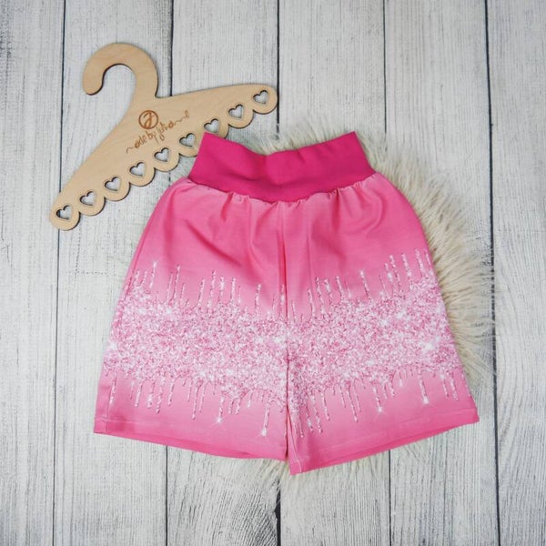 146 Sommershorts Kurz Fake Glitzer Verlauf Pink Rosa