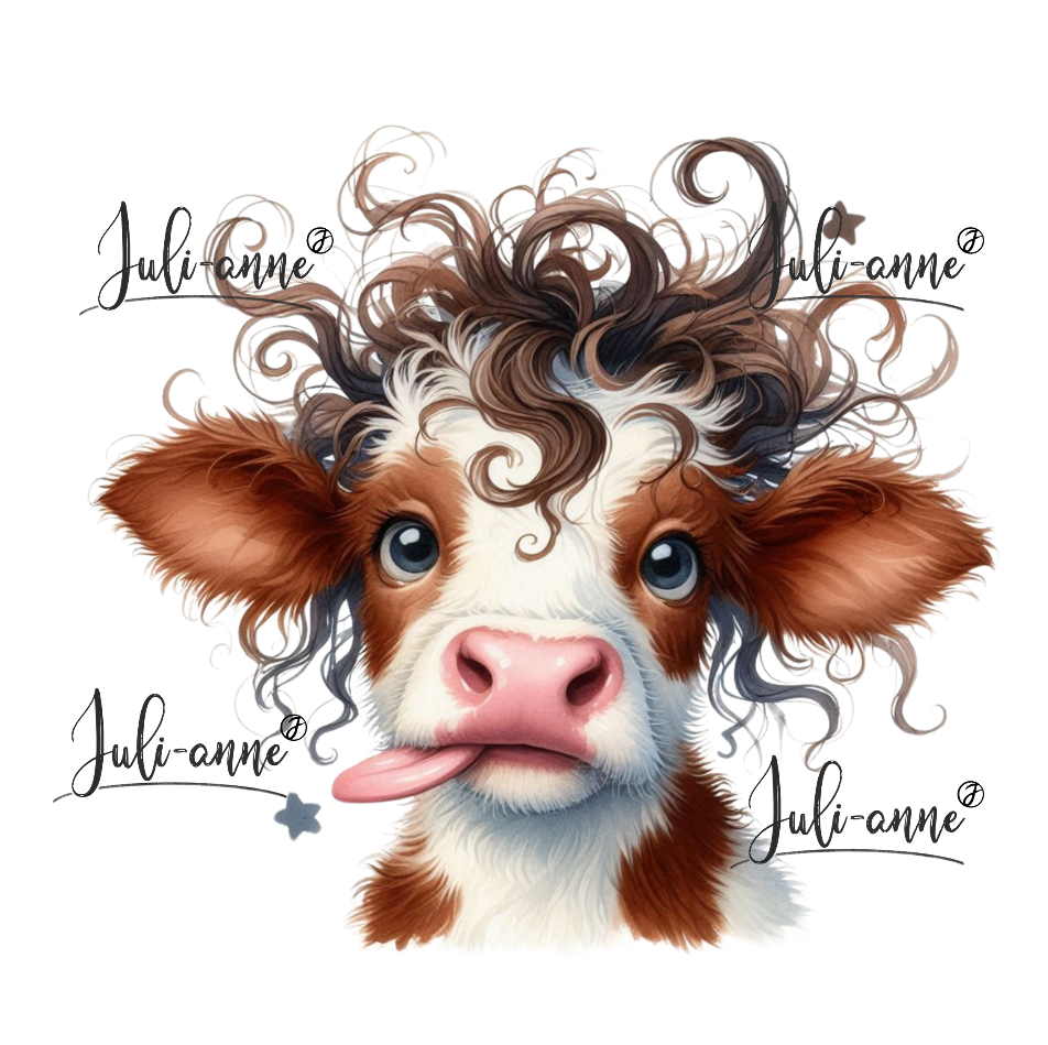 Bügelbild Funny Cow Braun