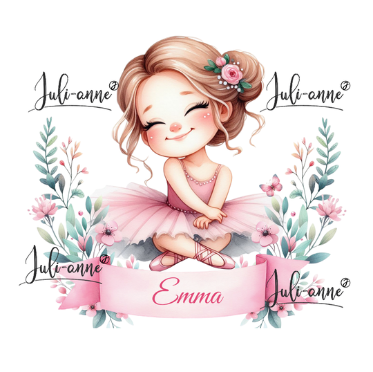 Bügelbild Ballerina-Mädchen Banner mit Namen
