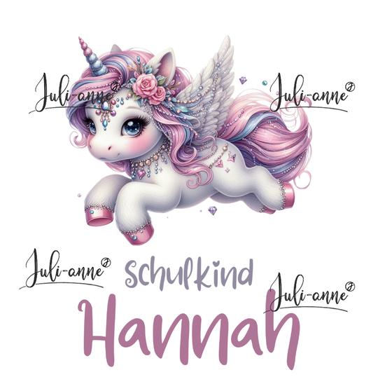 Bügelbild Schulkind Unicorn Wings 1