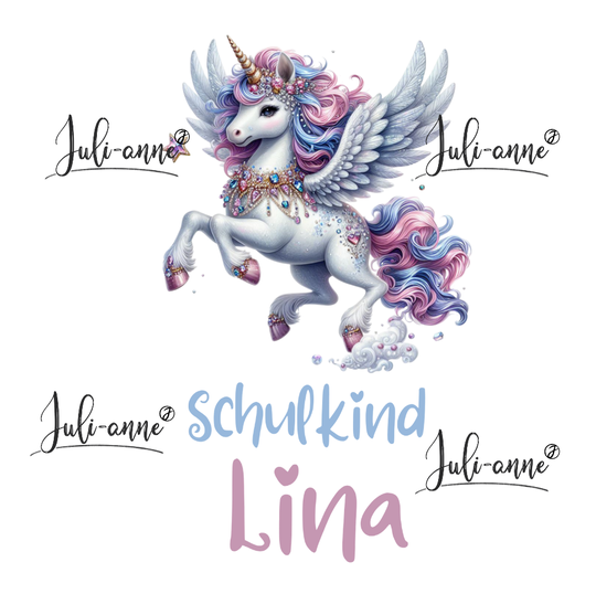 Bügelbild Schulkind Unicorn Wings 4