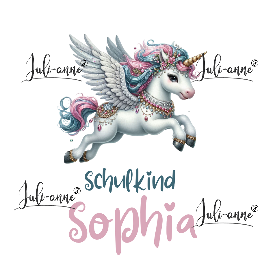 Bügelbild Schulkind Unicorn Wings 3
