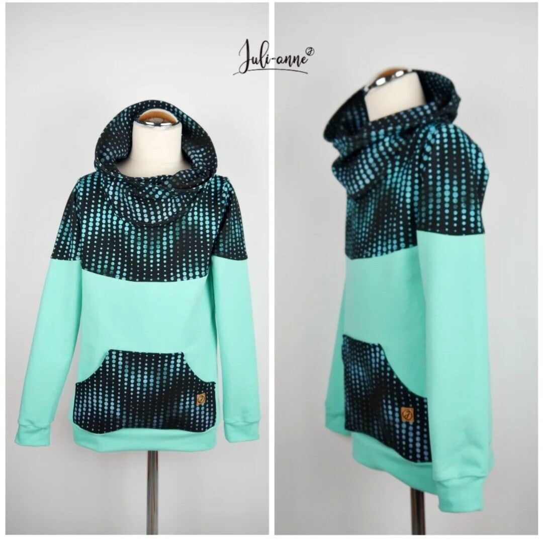 140 schöner Pullover mit Kragen & Kangerutasche