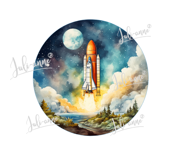 Bügelbild ADK Button Rakete