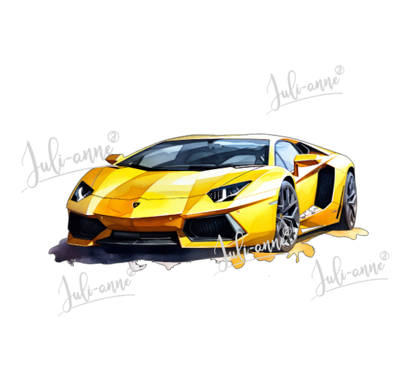 Bügelbild ADK Tür 6 🟦 Lamborghini Rennauto Gelb