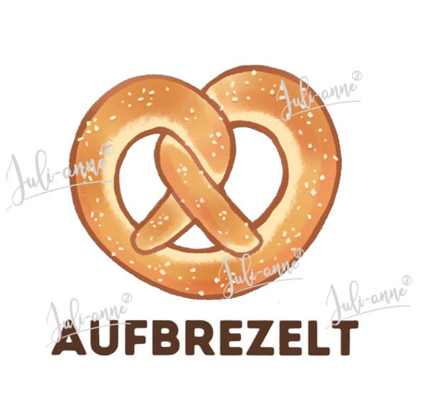 Bügelbild Brezel "Aufbrezelt"