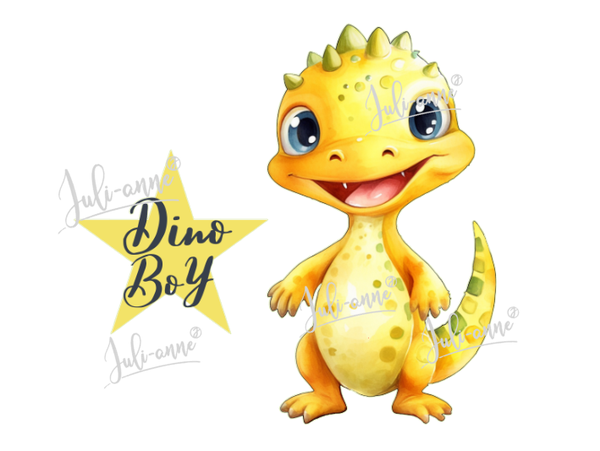 Bügelbild Dino Boy - Orange / Gelb