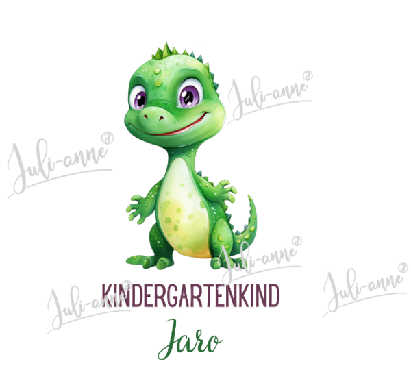 Bügelbild KINDERGARTEN DINO BOY  - Grün