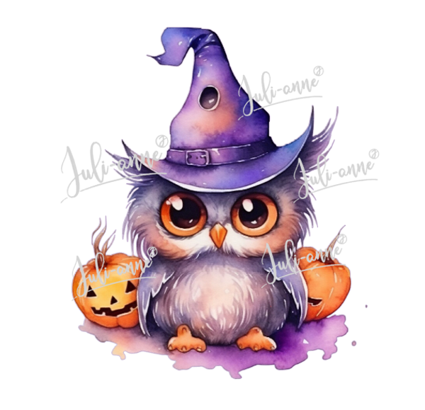 Bügelbild Eule mit Kürbis #Halloween