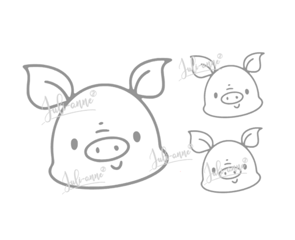 Reflektor Bügelbild - 3er Set Cute Animals - Schwein