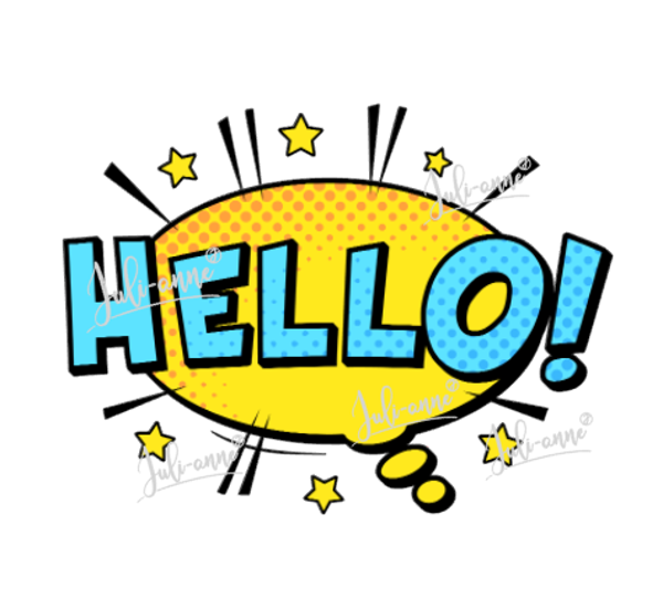Bügelbild COMIC - Hello