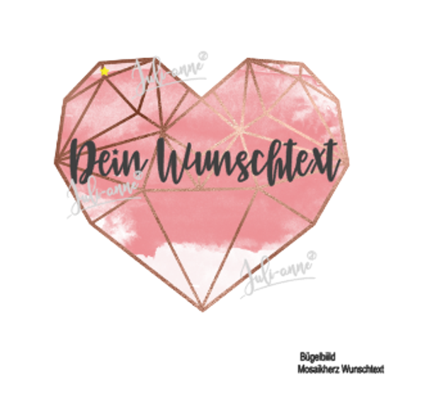 Bügelbild "Mosaik-Herz" WUNSCHTEXT