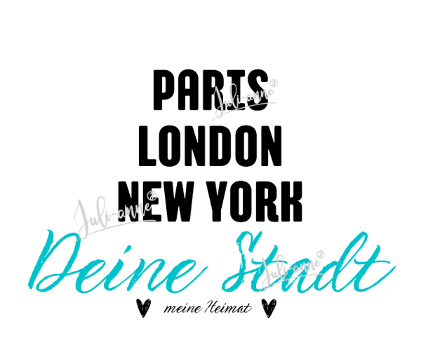 Bügelbild "MEINE STADT" WUNSCHTEXT