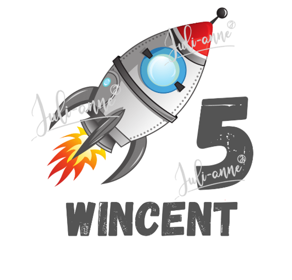 Bügelbild Geburtstag "Rakete" PERSONALISIERT