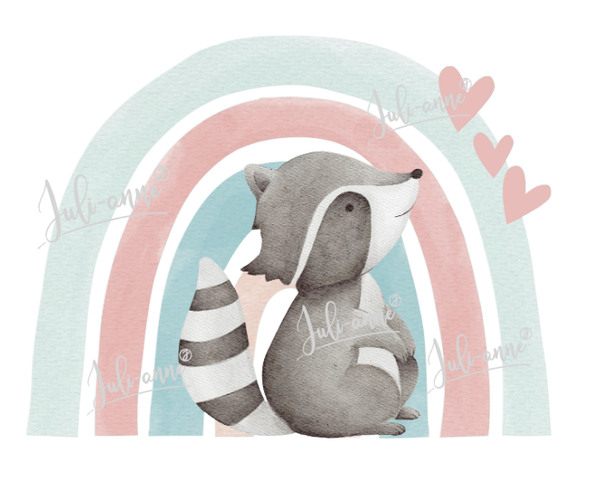 Bügelbild Regenbogen Waschbär