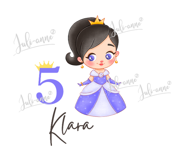 Bügelbild Geburtstag Prinzessin " PERSONALISIERT