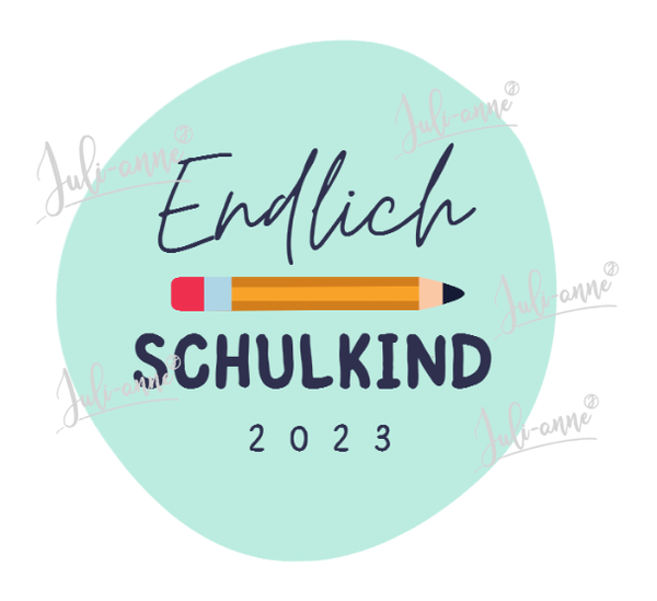 Bügelbild BUTTON Endlich Schulkind