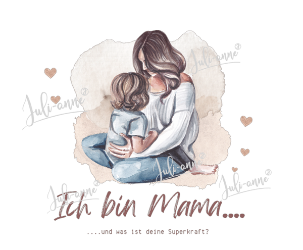 Bügelbild Superkraft Mama
