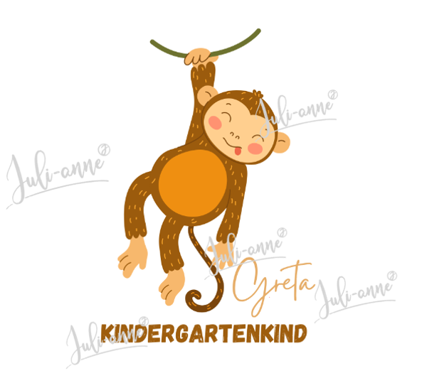 Bügelbild KINDERGARTEN Affe