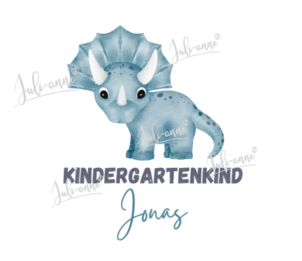 Bügelbild KINDERGARTEN Dino Blau