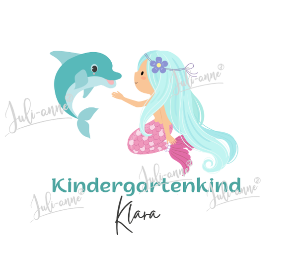 Bügelbild Kindergarten Meerjungfrau & Delfin