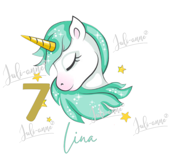 Bügelbild Geburtstag Einhorn Mint