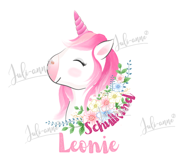 Bügelbild Schulkind Einhorn Rosa