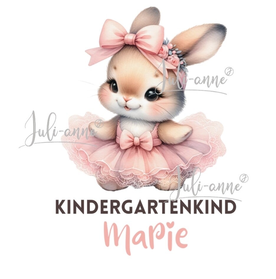 Bügelbild KINDERGARTENKIND - BALLERINA HASE - Hellrosa