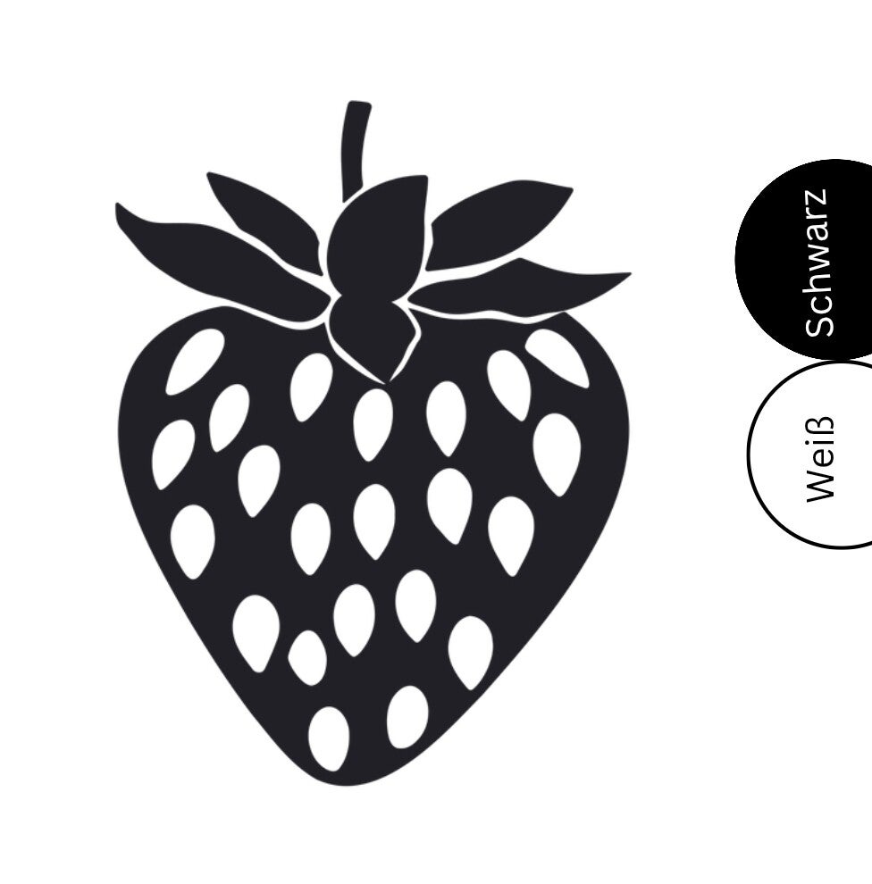 Bügelbild Schwarz / Weiß -  Erbeere