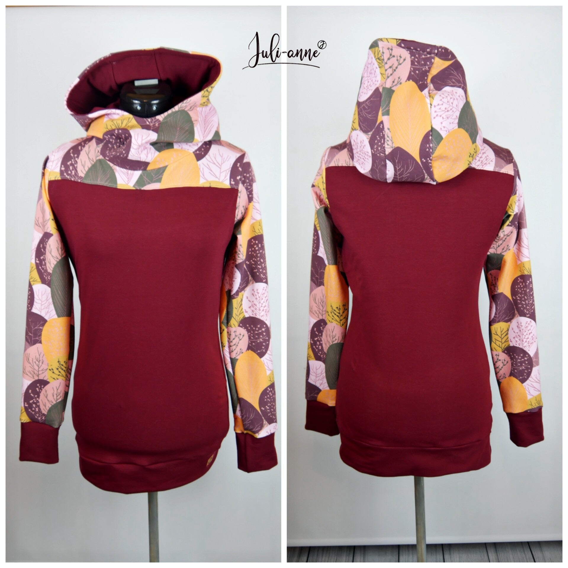 Damen Hoodie Bäume / Herbst - Bordeaux