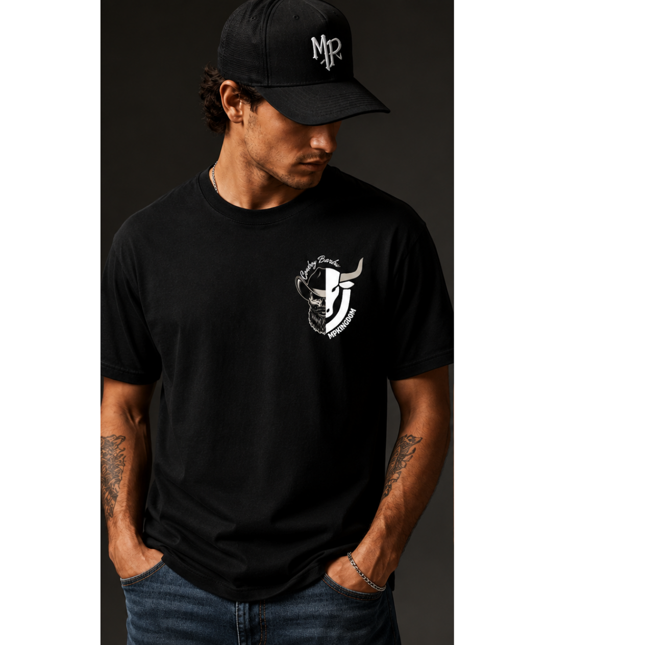 MP Kingdom cowboy barbu T-Shirt Homme – Western Moderne