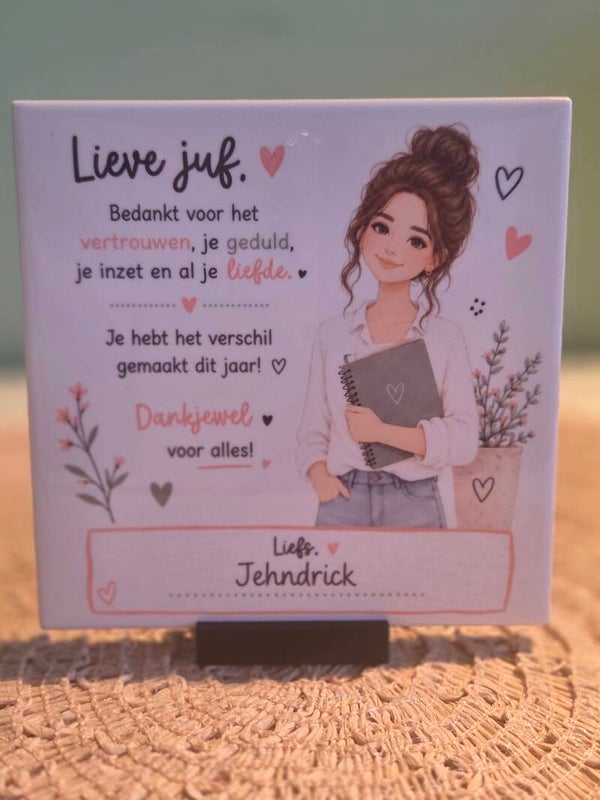 Tegel juf gepersonaliseerd