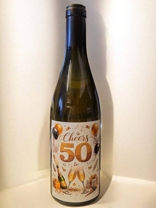 Gepersonaliseerde Wijnfles  Cheers to 50