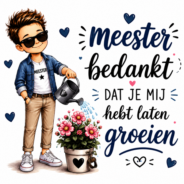 Meester bedankt dat je mij hebt laten groeien tegel