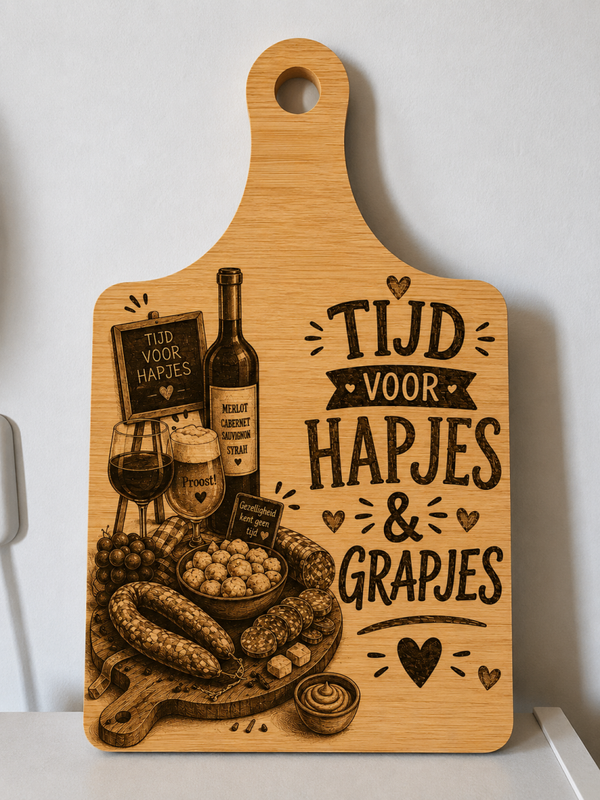 🧀 Tijd voor hapjes & grapjes! Snijplank/ Borrelplank