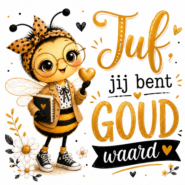Tegel "Juf jij bent goud waard"