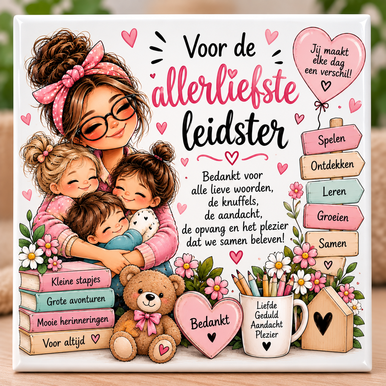 Voor de allerliefste leidster 🌸 tegel