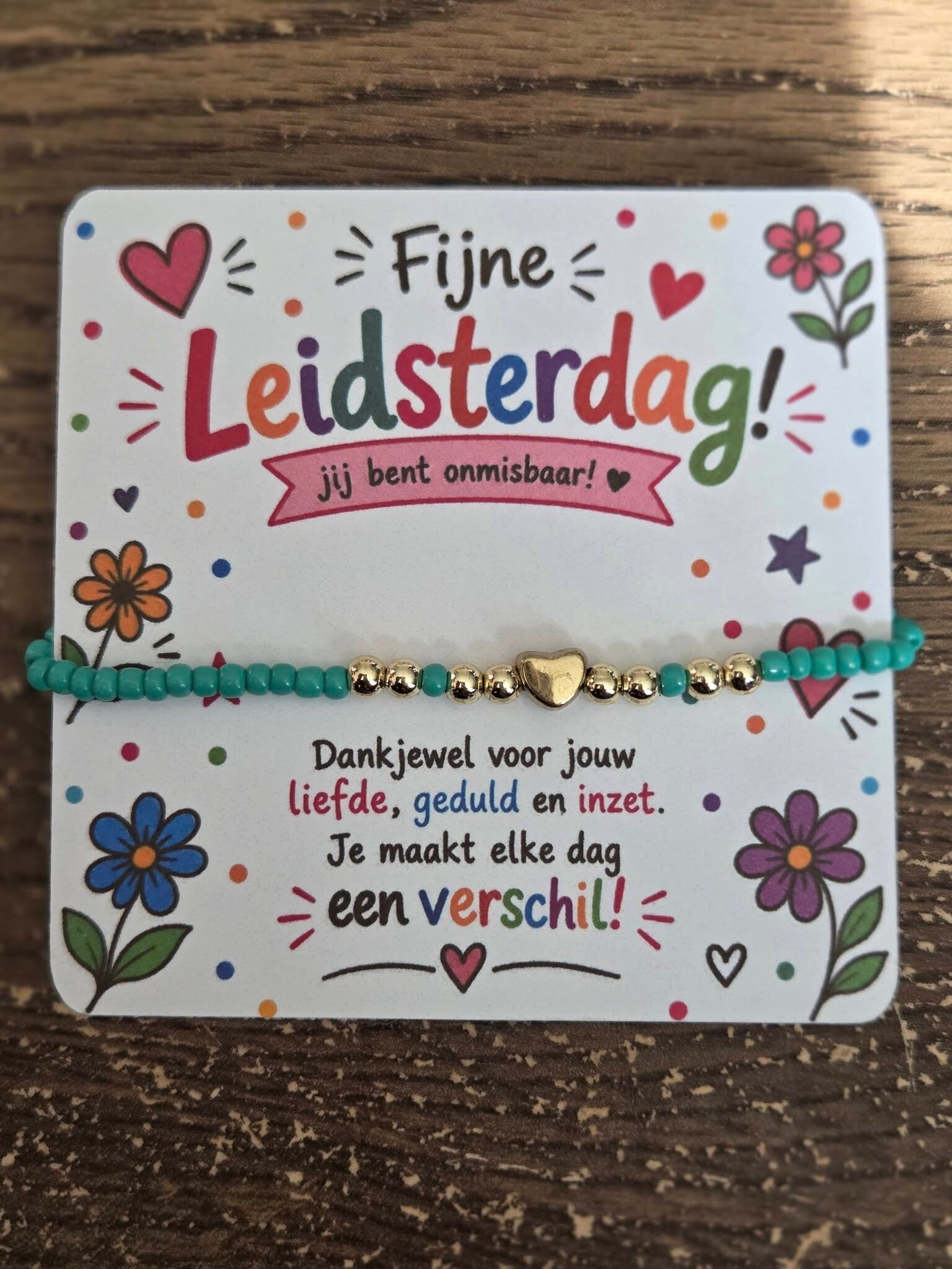 Juf & Leidster Armband met Hartje