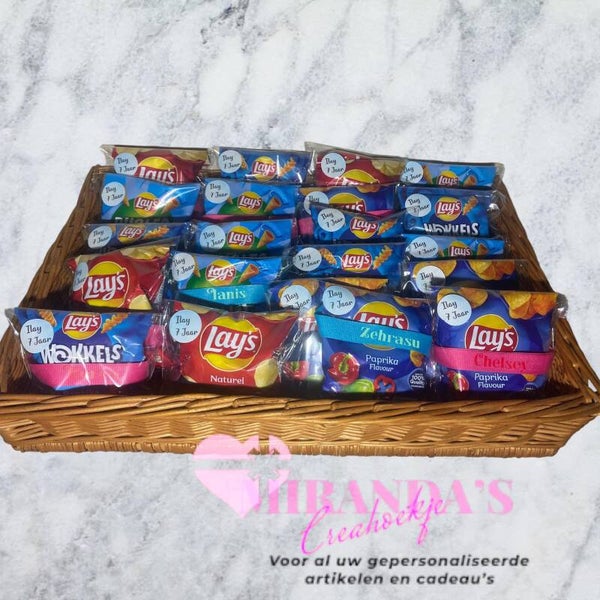 Keycord met chips of popcorn