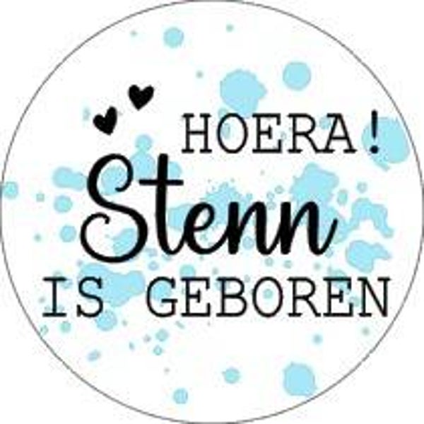 Hoera (naam) is geboren sticker Blauw