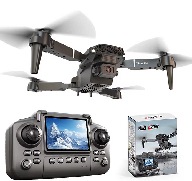E88 Pro max Drone : Camera - RC Screen Controller - Zwart