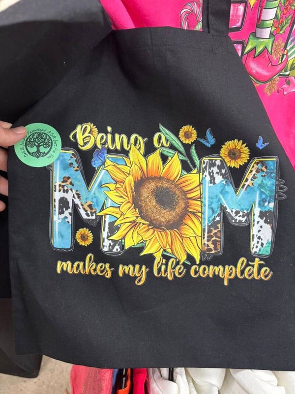 Being A Mom Black Tote