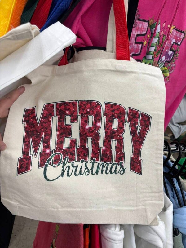 Canvas Tote Bling Merry Christmas