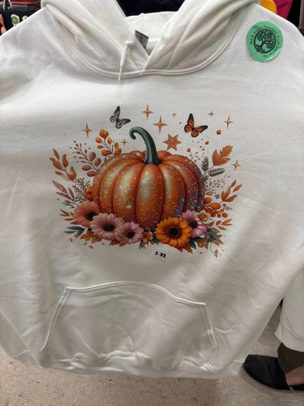 Bling Pumpkin and Flowers Hoodie