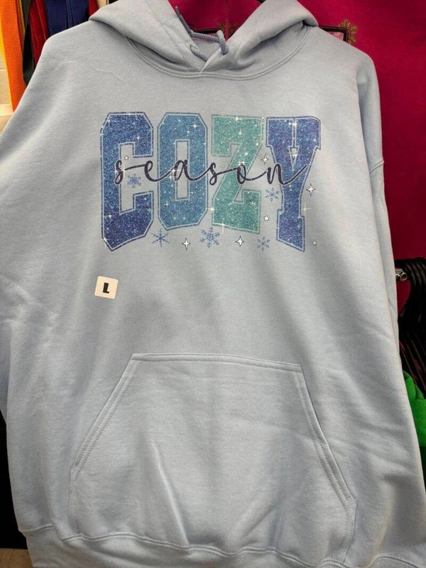 Blue hoodie Cozy Season Size Large