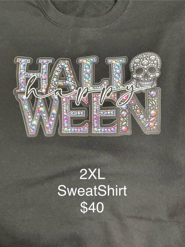 Bling Happy Halloween Hoodie with Skull