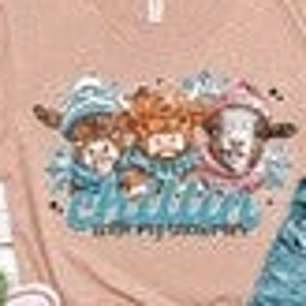 Blue Hoodie, Chillin' With my Snowmies Highland Cows