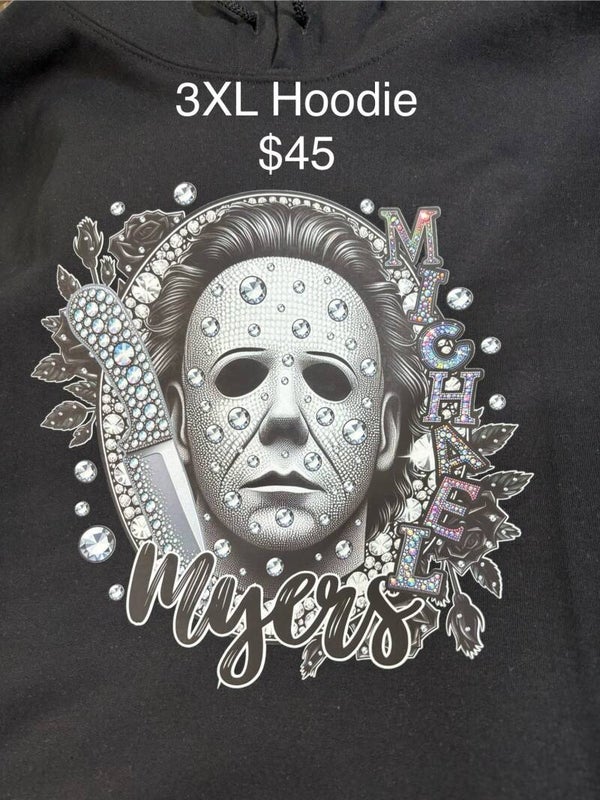 Black hoodie, 3XL Michhael Myers Bling